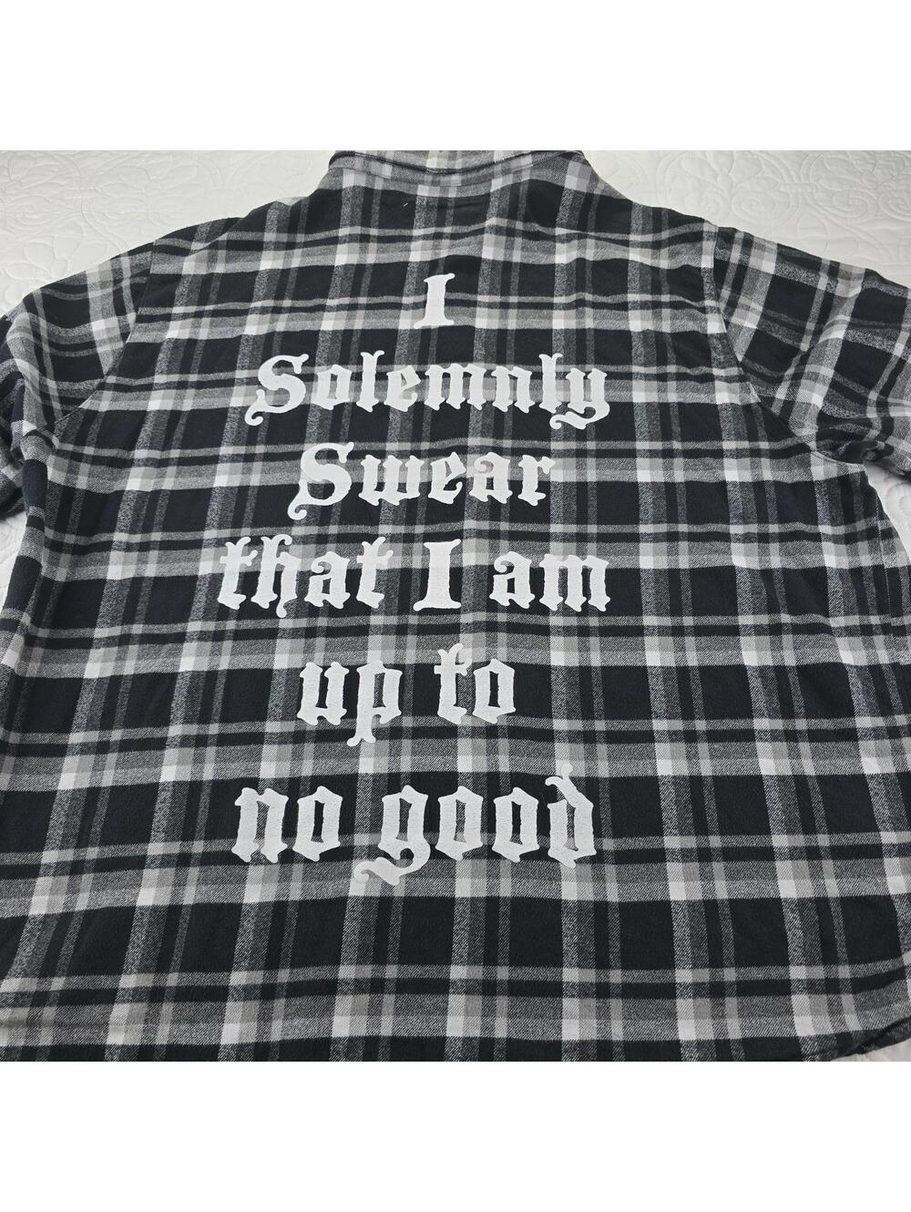 Harry Potter Cakeworthy Black and White Plaid Flannel Shirt 4XL
